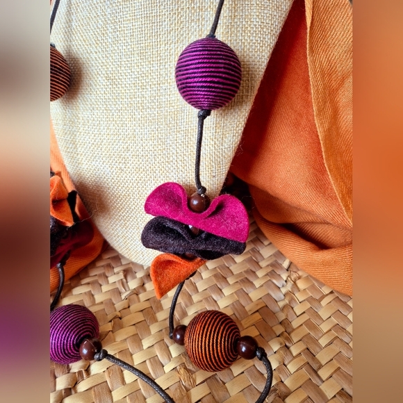 Handcrafted Felt Multicolor Necklace - Picture 3 of 4